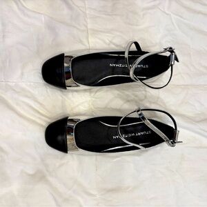 Stuart Weitzman silver and black flats